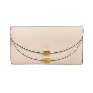 Chloe Georgia Flap Long Wallet Beige Leather